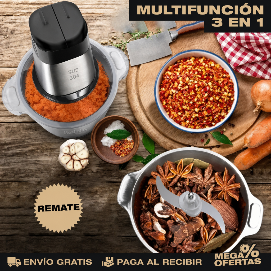 Molino Picador Eléctrico MealMax Inoxidable 3 Litros –  Oferta especial 70%OFF Solo Hoy🎁
