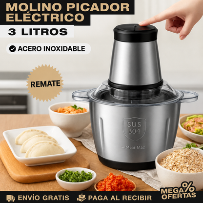 Molino Picador Eléctrico MealMax Inoxidable 3 Litros –  Oferta especial 70%OFF Solo Hoy🎁